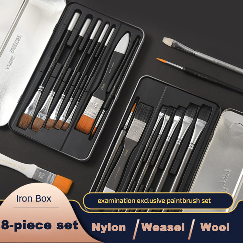 Aesthetic 7-Piece Nylon Watercolor Brush Set with Metal Case