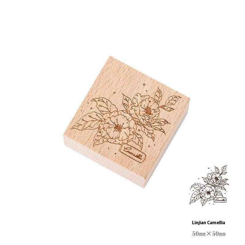 Fresh And Retro Flower Notebook Diy Decorative Material Wooden Seal